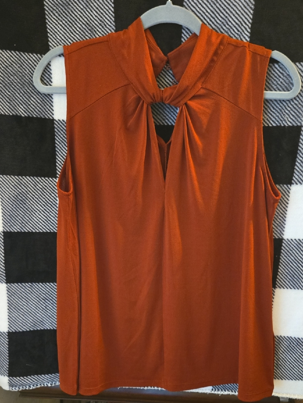 H&M Twisted Neck Sleeveless Camisole in Rust Orange
